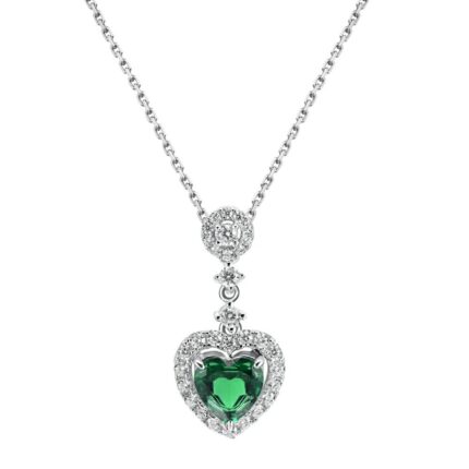 925 Silver Cultured Emerald Necklace P0033