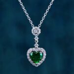 925 Silver Cultured Emerald Necklace P0033 - Image 2