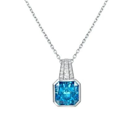 925 Silver Cubic Zirconia Blue Necklace P0046B