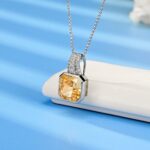 925 Silver Cubic Zirconia Yellow Necklace P0046Y - Image 2