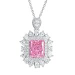 925 Silver Cubic Zirconia Pink Necklace P0357F
