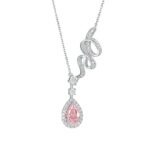 925 Silver Cubic Zirconia Pink Necklace P0606F