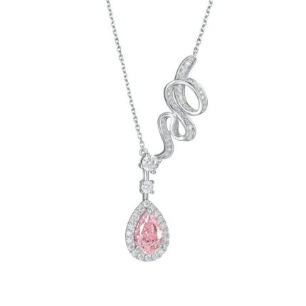925 Silver Cubic Zirconia Pink Necklace P0606F