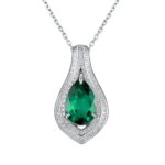 925 Silver Cultured Emerald Necklace P0622