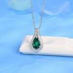 925 Silver Cultured Emerald Necklace P0622 - Image 2