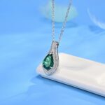 925 Silver Cultured Emerald Necklace P0622 - Image 3