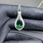925 Silver Cultured Emerald Necklace P0622 - Image 5