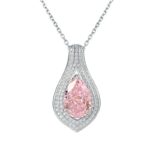 925 Silver Cubic Zirconia Pink Necklace P0622F