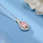 925 Silver Cubic Zirconia Pink Necklace P0622F - Image 2