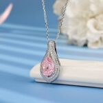 925 Silver Cubic Zirconia Pink Necklace P0622F - Image 3