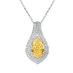 925 Silver Cubic Zirconia Yellow Necklace P0622Y