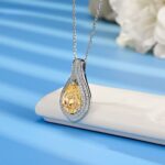 925 Silver Cubic Zirconia Yellow Necklace P0622Y - Image 3