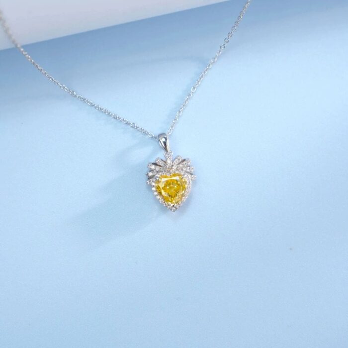 925 Silver Cubic Zirconia Yellow Necklace P0628Y - Image 5