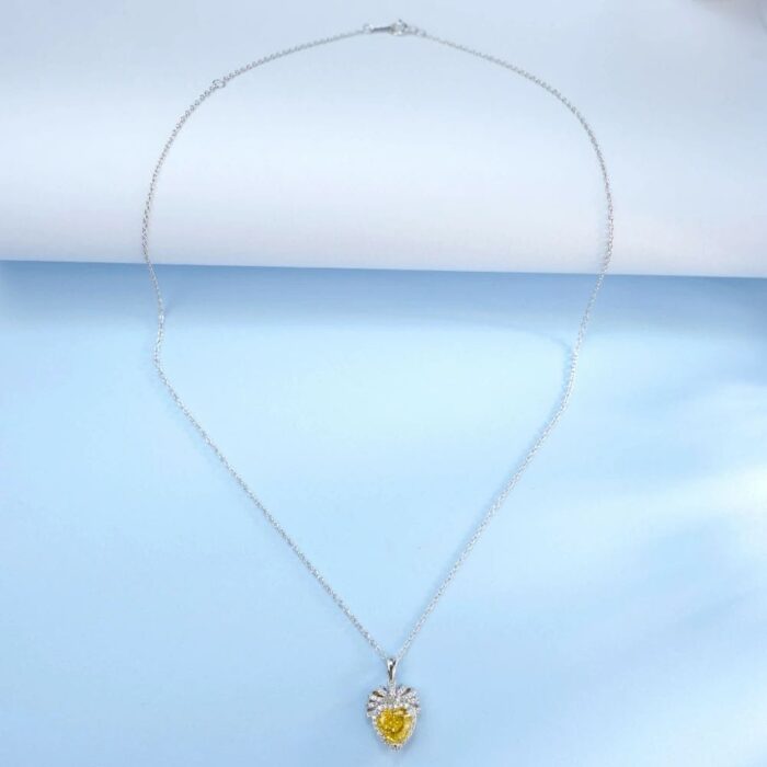 925 Silver Cubic Zirconia Yellow Necklace P0628Y - Image 6