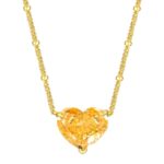 925 Silver Cubic Zirconia Yellow Heart Necklace P0676Y