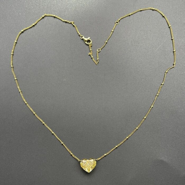 925 Silver Cubic Zirconia Yellow Heart Necklace P0676Y - Image 3