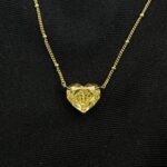 925 Silver Cubic Zirconia Yellow Heart Necklace P0676Y - Image 4