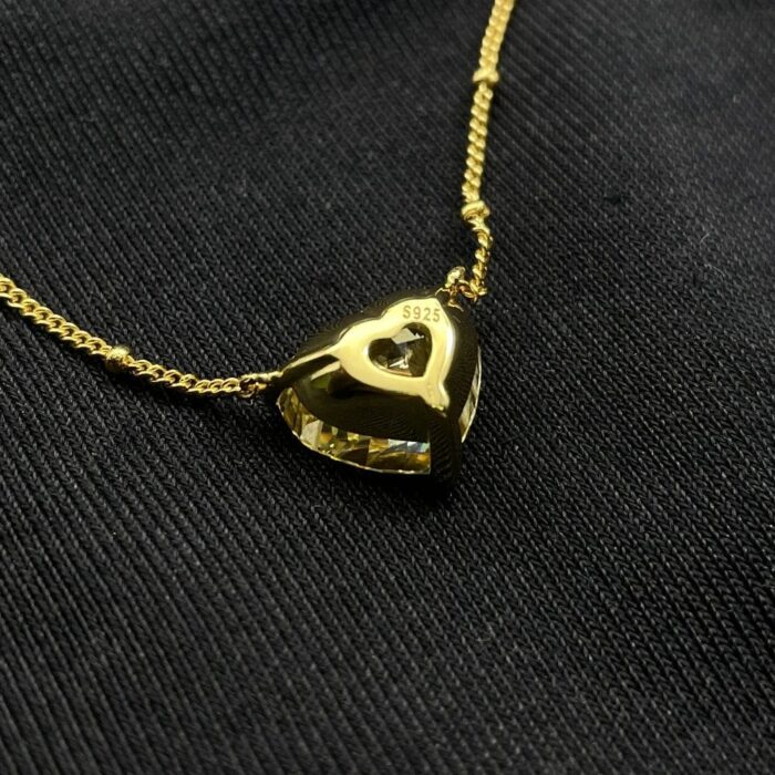 925 Silver Cubic Zirconia Yellow Heart Necklace P0676Y - Image 6