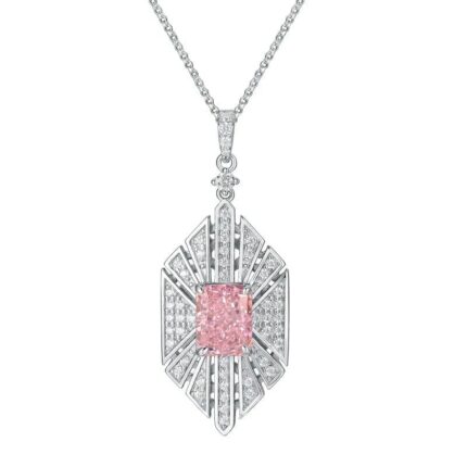 925 Silver Cubic Zirconia Pink Necklace P0684F