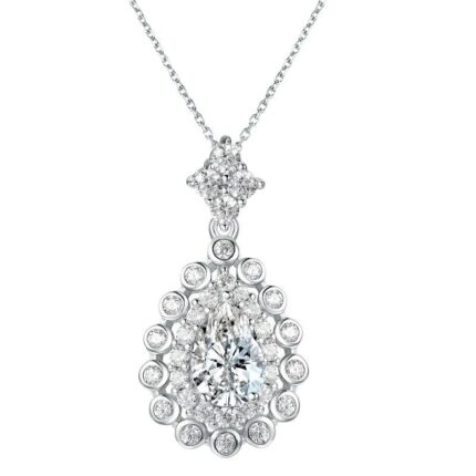 925 Silver Cubic Zirconia G Color Necklace P0697