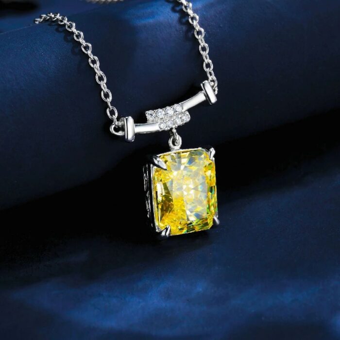 925 Silver Cubic Zirconia Yellow Necklace P0756Y - Image 2