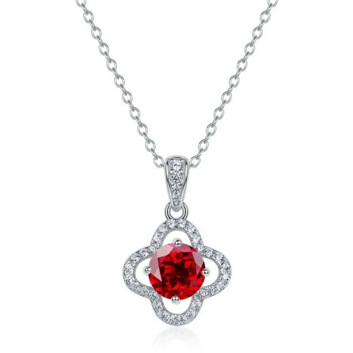 925 Silver Cultured Ruby Necklace P1192R - Image 1