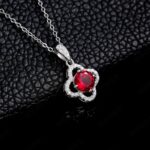 925 Silver Cultured Ruby Necklace P1192R - Image 2