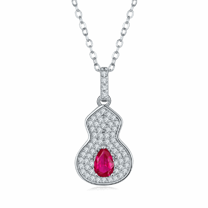 925 Silver Cultured Ruby Necklace P5507R - Image 1