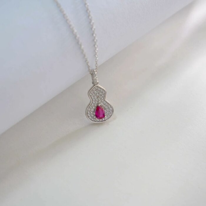 925 Silver Cultured Ruby Necklace P5507R - Image 2