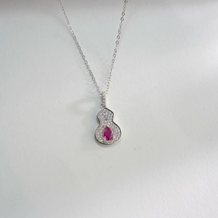 925 Silver Cultured Ruby Necklace P5507R - Image 3