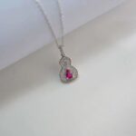 925 Silver Cultured Ruby Necklace P5507R - Image 5