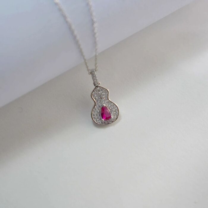 925 Silver Cultured Ruby Necklace P5507R - Image 5