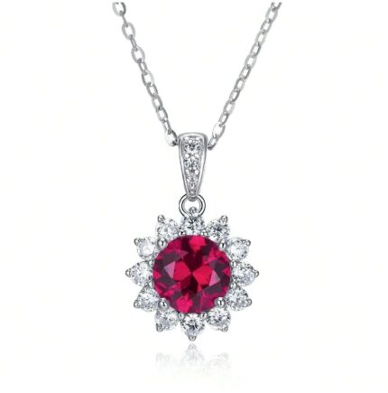 925 Silver Cultured Ruby Necklace ZHF-P00117R