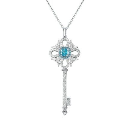 925 Silver Cubic Zirconia Blue Necklace ZHFP0137B
