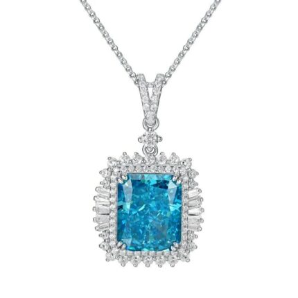 925 Silver Cubic Zirconia Blue Necklace ZHFP0445B