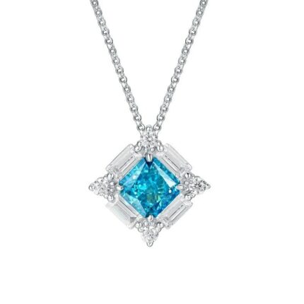925 Silver Cubic Zirconia Blue Necklace ZHFP0591B