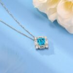 925 Silver Cubic Zirconia Blue Necklace ZHFP0591B - Image 3