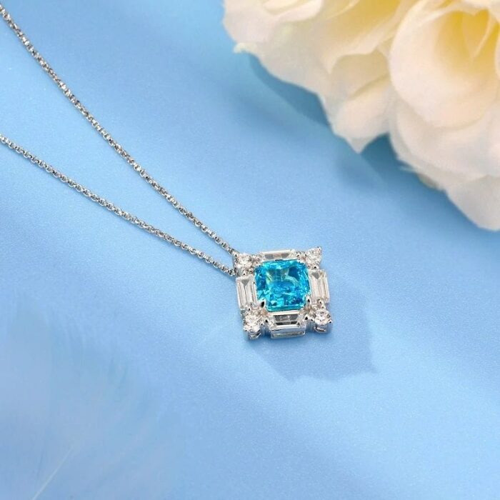 925 Silver Cubic Zirconia Blue Necklace ZHFP0591B - Image 3