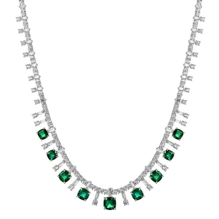 925 Emerald Pendant Necklace - ZHF-P0836 - Image 1