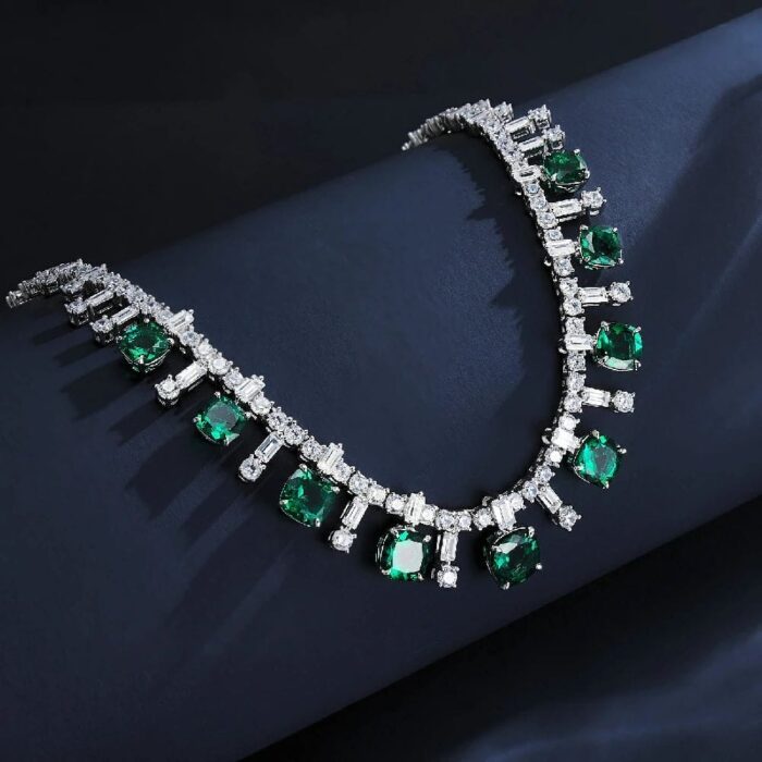 925 Emerald Pendant Necklace - ZHF-P0836 - Image 3