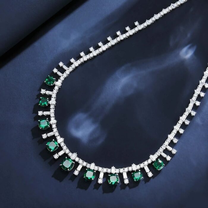 925 Emerald Pendant Necklace - ZHF-P0836 - Image 4
