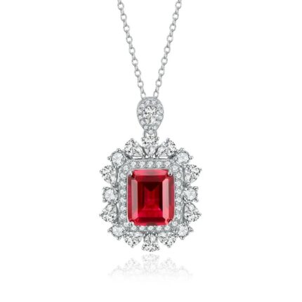 925 Silver Cultured Ruby Necklace ZHF-P1255R