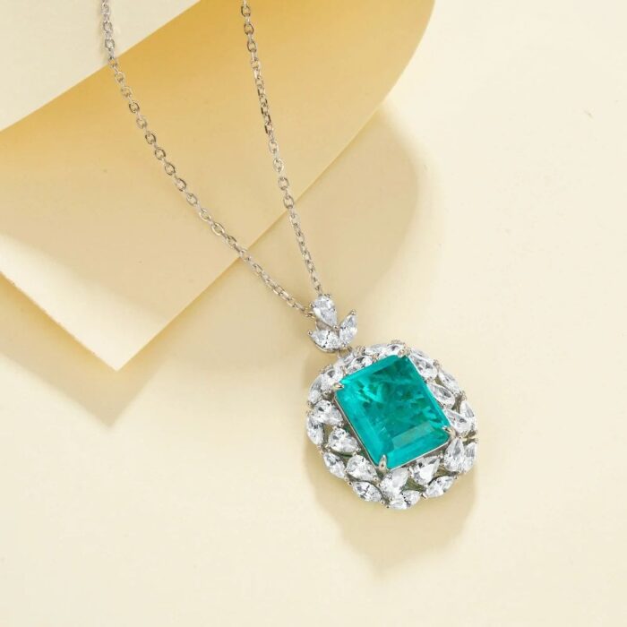 925 Silver Paraiba Color Necklace ZHF-P1314-1 - Image 2