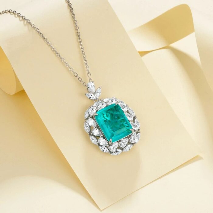 925 Silver Paraiba Color Necklace ZHF-P1314-1 - Image 3