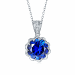 925 Silver Blue Sapphire Necklace - ZHF-P1447B