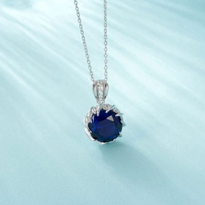 925 Silver Blue Sapphire Necklace - ZHF-P1447B - Image 3