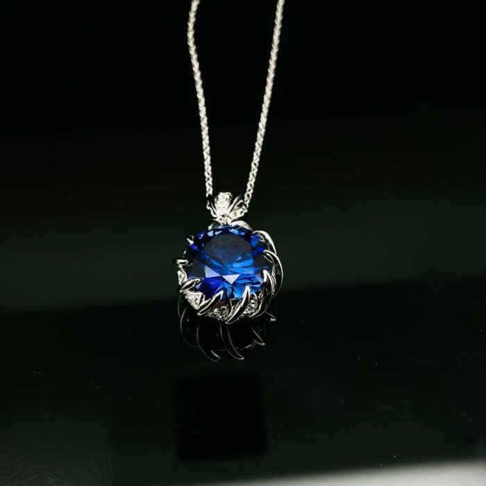925 Silver Blue Sapphire Necklace - ZHF-P1447B - Image 5