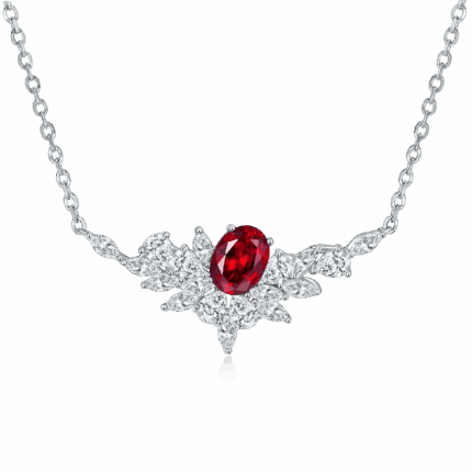 925 Silver Lab-Created Ruby Necklace - Model ZHF-P1474R