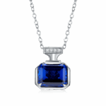925 Silver Lab-Created Blue Sapphire Necklace - Model ZHF-P1496DB