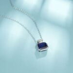 925 Silver Lab-Created Blue Sapphire Necklace - Model ZHF-P1496DB - Image 3